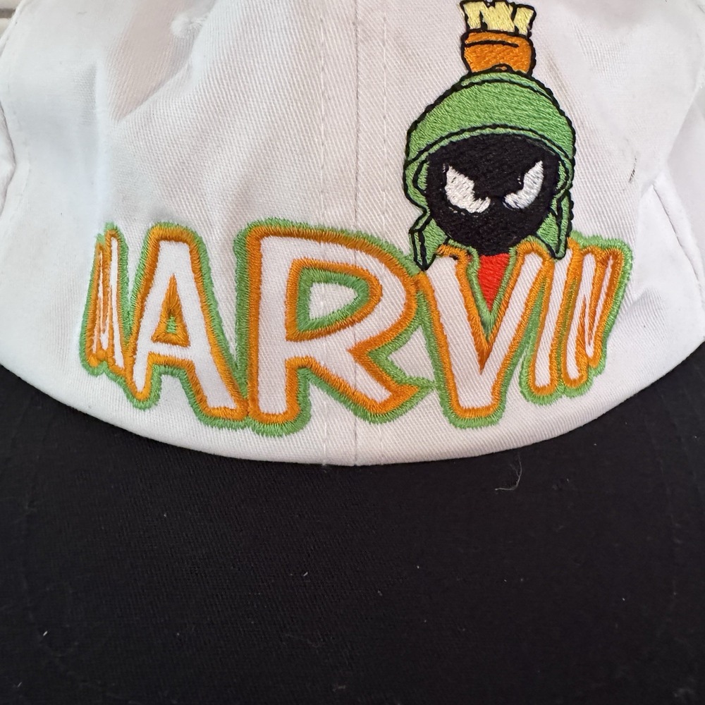 Vintage 90's Looney Tunes Marvin The Martian elastic band hat white/black adult - Picture 4 of 8